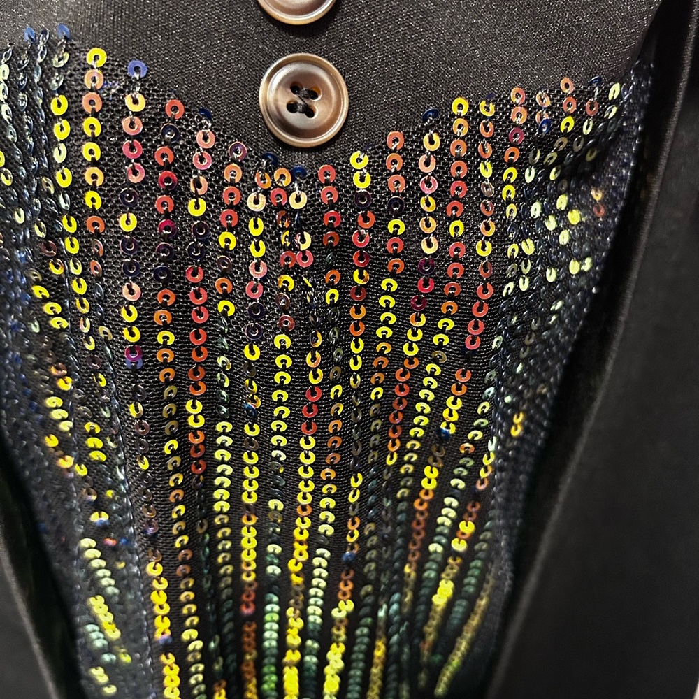 Elegant Black and gold Sequin Dress - Picture 3 of 16